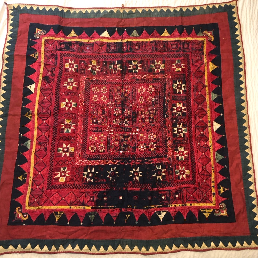 Vintage embroidery tapestry cotton wall hanging 42”X42”